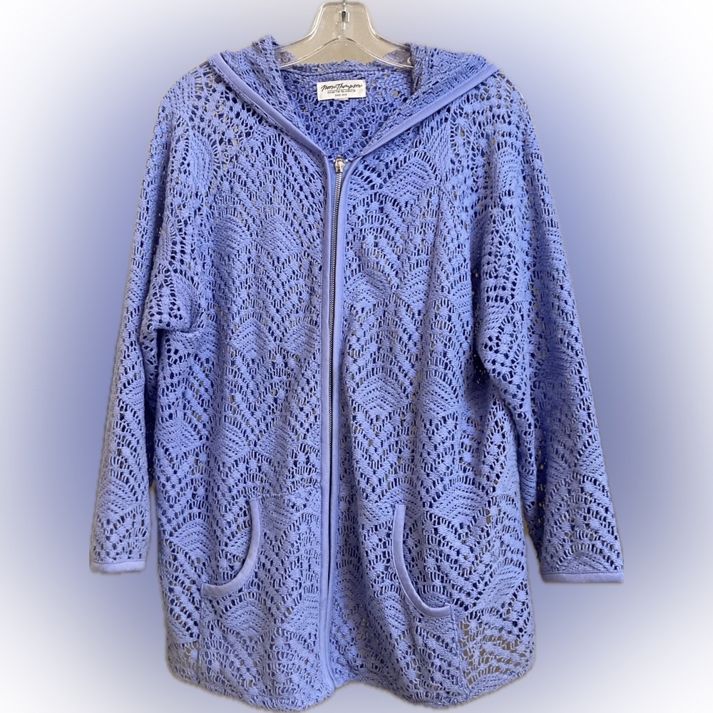 Norm Thompson Purple Crochet Cardigan